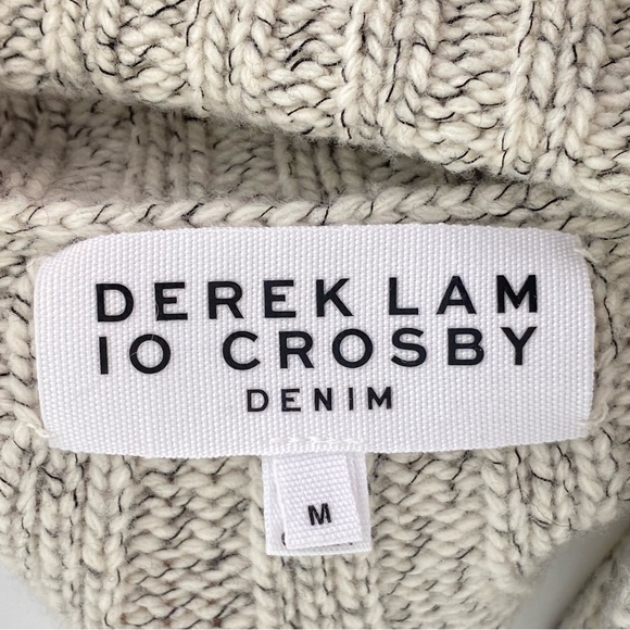 DEREK LAM 10 CROSBY CREAM BEIGE WOOL BLEND RIBBED TURTLENECK SWEATER - Picture 8 of 10